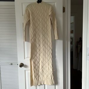 Line and Dot size XS long sleeve cream maxi sweater dress with side slits